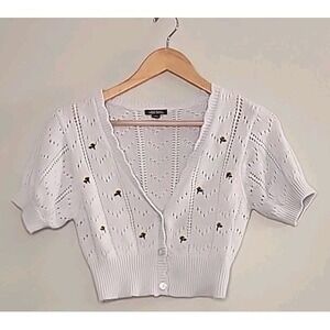 Wild Fable Womens Small Embroidered Blue Crochet Cardigan Coquette Cottagecore